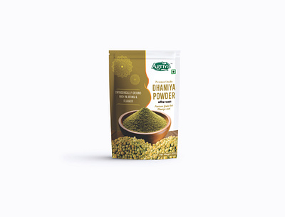 Dhaniya/Coriander powder Pouch Design branding chaniya powder coriander powder fmcg mockup pouch design pouch pckaging spices