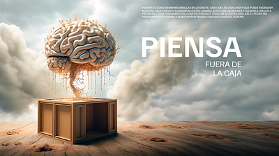 Piensa fuera de la caja brainstorming brand thinking cerebro cognitive diversity cognitive exploration composición creativa creative thinking idea generation innovation intellectual freedom limitless imagination mental flexibility mental liberation mind expansion neuro creativity nonlinear thinking