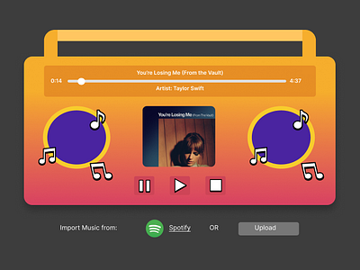 Daily UI Day 9 - Music Player boom box daily ui dailyui design music music player player radio song song player web design