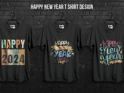 HAPPY NEW YEAR T-SHIRT DESIGN 2024 balloons celebration confetti design graphic design happy 2024 happy new year happy new year 2024 happy party lettering new year 2024 new year party party t shirt t shirt design typography t shirt