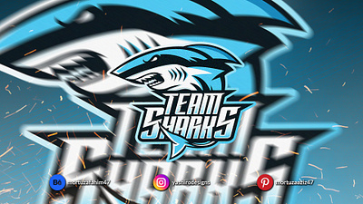 Team Sharks Mascot Logo Design branding esports gaming graphic design logo mascot logo stream logo team twitch logo youtube logo
