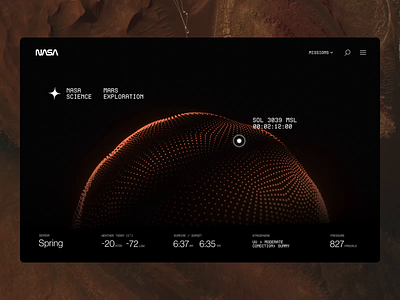 NASA Mars Exploration Website Interactive 3D animation landing page mars minimal motion nasa space ui ux website
