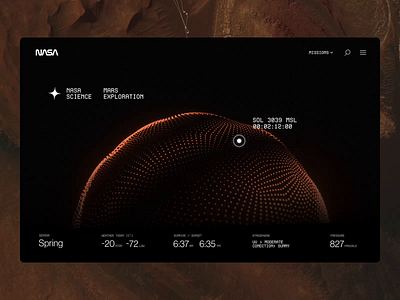 NASA Mars Exploration Website Interactive 3D animation landing page mars minimal motion nasa space ui ux website