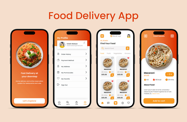 Food Delivery App by Fizza Iftikhar on Dribbble