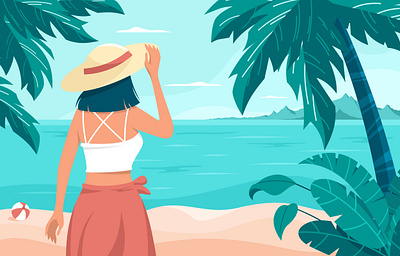 Summer Holiday on the Beach beach flat design graphic design holiday illustration summer vacation vector wallpaper
