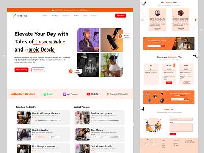 Podcast Landing Page adobe xd animation contact us figma graphic design inspiration invitation landing page mike music person talk podcast product design template testimonials uiux design user experience user interface website work