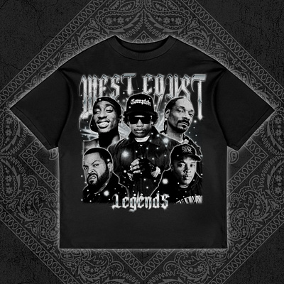 West Coust - Bootleg Design T-shirt bootleg bootleg design bootleg tshirt design graphic design rap tee west coust