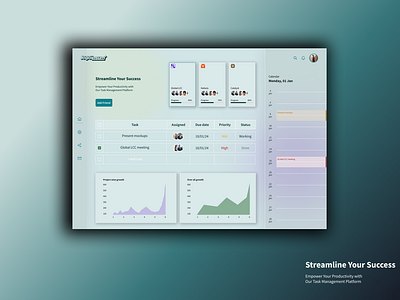 Dash Board Design - Task Management dribbbleshot inspiration taskmanagement tasktracker uiux userinterface webdesign