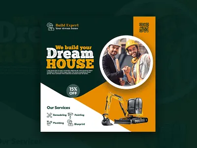 construction and house services social media post and web banner banner branding construction construction post construction poster design flyer design flyer template graphic design illustration logo post poster poster design poster template social media ui vector