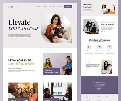 Consulting Feminine-style Coach website design elegant female design landing page slick template website design