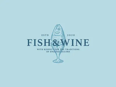 Fish & Wine design fish food logo restaurant wine