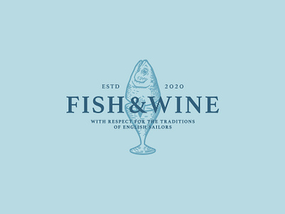 Fish & Wine design fish food logo restaurant wine