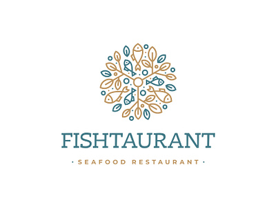 Fishtaurant logo design fish food grass logo restaurant wine