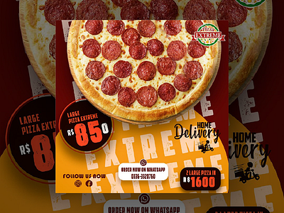 Social Media Content Creation Pizza Extreme Restaurant brand brand identity branding design graphic design illustration logo mockup poster