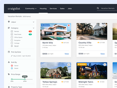 Craigslist Case Study artboard carddesign craigslist design ecommerce figma filter logo product listing productdesign property listing realestate typography uiux user experience userexperiencedesign vacationrentals webdesign webpage website