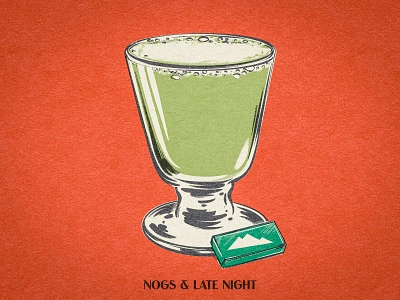 Nogs & Late Night 2d alcohol apertif bar beverage chocolate dessert digital painting drink eggnog glass illustration mint mixology nog retro speak easy vintage