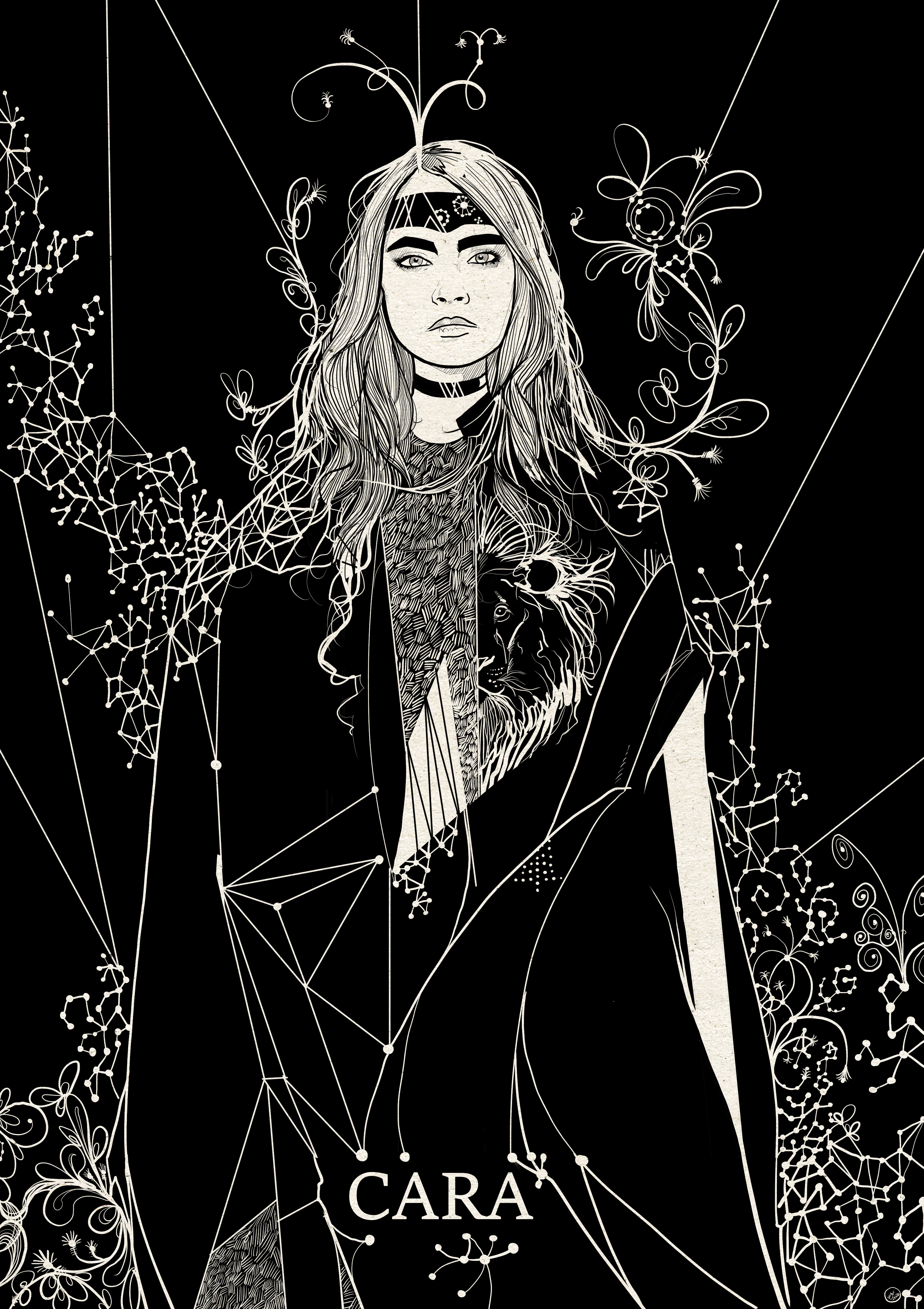 Cara Delevingne black and white cara delevingne drawing drawn illustration portrait