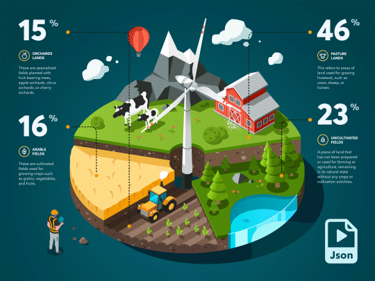 Agricultural Infographic Lottie Json Web Animation agricultural agriculture animation chart ecology farm field graph industry infographic infographics isometric json land lottie nature pie vector web windmill