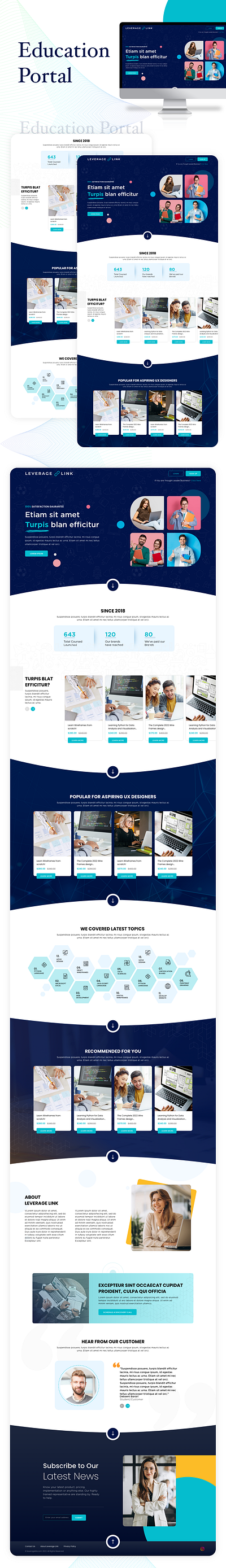 Educational Portal for Students blue educational student ui ux design website website design
