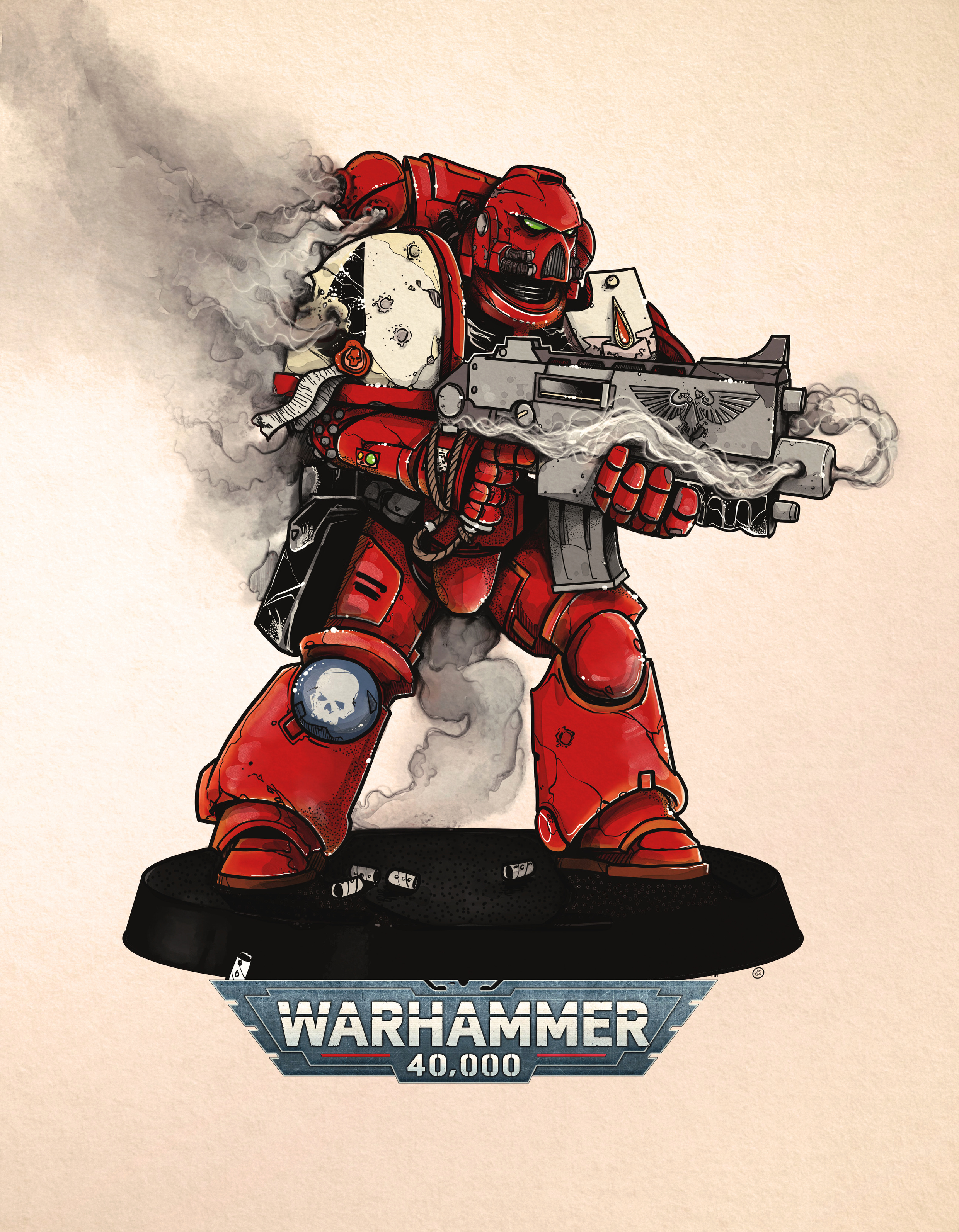 Warhammer 40k Space Marine art character drawing drawn illustration painted scifi space marine warhammer