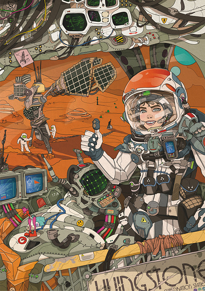 Solar Panels art artwork astronaut character detailed drawing drawn scifi tech technology vector