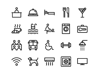 Hotel line icon set design hotel icon icon set iconography line outline picrogram pictogram sign symbol ui