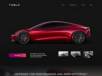 Tesla Roadster car design figma graphic design landingpage roadster tesla