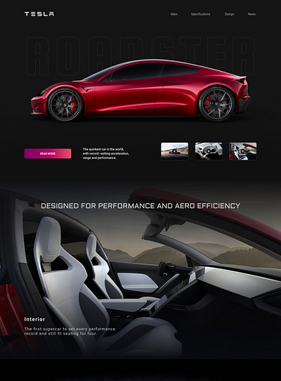 Tesla Roadster car design figma graphic design landingpage roadster tesla