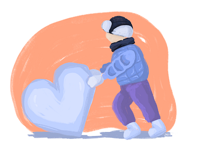 Snow and boy graphic design зима иллюстрация мальчик сердце снег