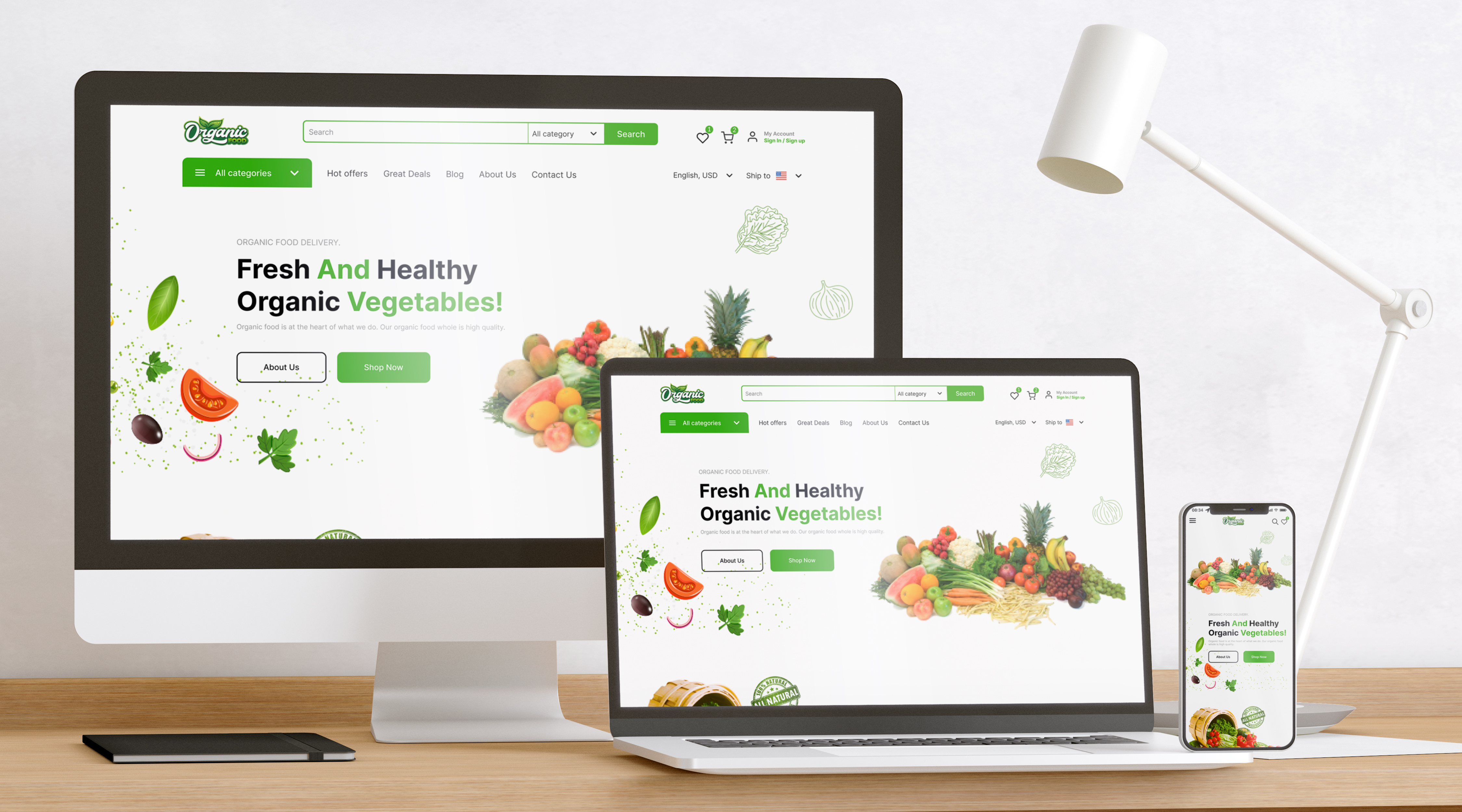 Fresh Organic Vegetable E-commerce Website UI UX Design app branding corporate design e commerce website ecommerce graphic design illustration landingpage minimal modern online business online store product design shopping shopping cart ui ux vector website
