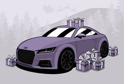 Audi TT • Xmas graphic design illustration vector