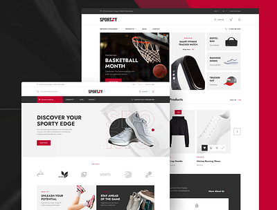 Sportzy - Modern Clean Sportswear E-Commerce Website Design clean ecommerce figma figma template homepage market place minimalist modern peterdraw sportswear website