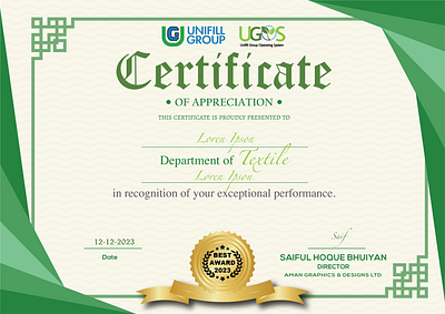 Certificate for Appreciation appreciation certificate corporate appreciation textile