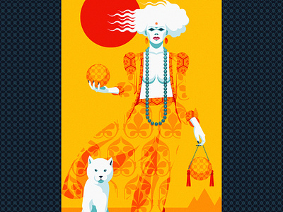 Tarot card #00: The Fool adobe illustrator blue contrast daily art dog flat design geometry illustration patterns portrait stylized tarot texture the fool vector vector illustration white woman yellow