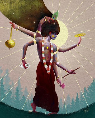 Anant Aanand Krishna - Agam Johar abstractart cosmic cosmicart cosmicgod cosmickrishna design god illustration india indiangod krishna mahabharat ramayan