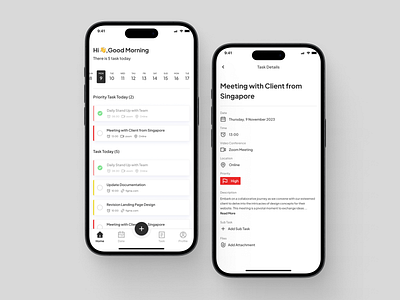 Daily Task App app app design design dialy task graphic design grey management mobile mobile app task task detail task management ui uiapp uidesign uiux user interface ux uxdesign