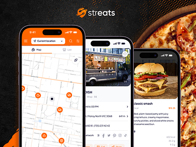 Streats: Local Food Directory app australia design food gastro map mobile streats ui ux