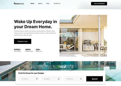 Homestead - Real Estate Website Landing Page housing landing page real estate ui web design