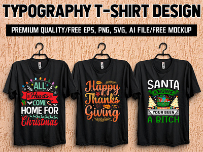 Typography T - Shirt Design Bundle branding christmas christmasday christmasparty christmastime custom custom graphic etsygiftshops graphic design illustration logo merchbyamazon merrychristmas stunning t shirt design tshirt tshirtbundle tshirtshop typography t shirt vector