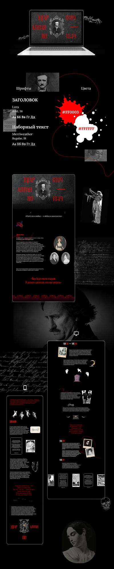 Edgar Allan Poe - Longread | Web | Landing biography edgar poe landing longread tilda web web design веб дизайн лендинг лонгрид тильда
