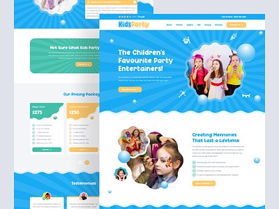 Kids Party Entertainment Service Landing Page balloon birthday children event face painting foam party kids kids party landing page landingpage magic show party party service ui ui design web web design webdesign website website design