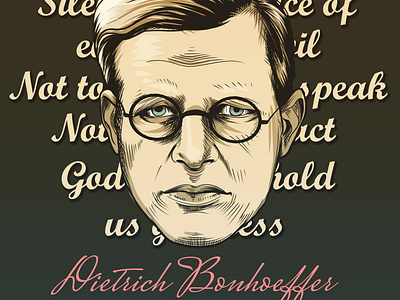 Dietrich Bonhoeffer vintage Illustration anti nazi art artwork dietrichbonhoeffer german illustration vintage