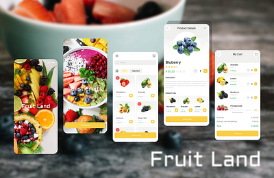 Fruit land shop app graphic design logo ui