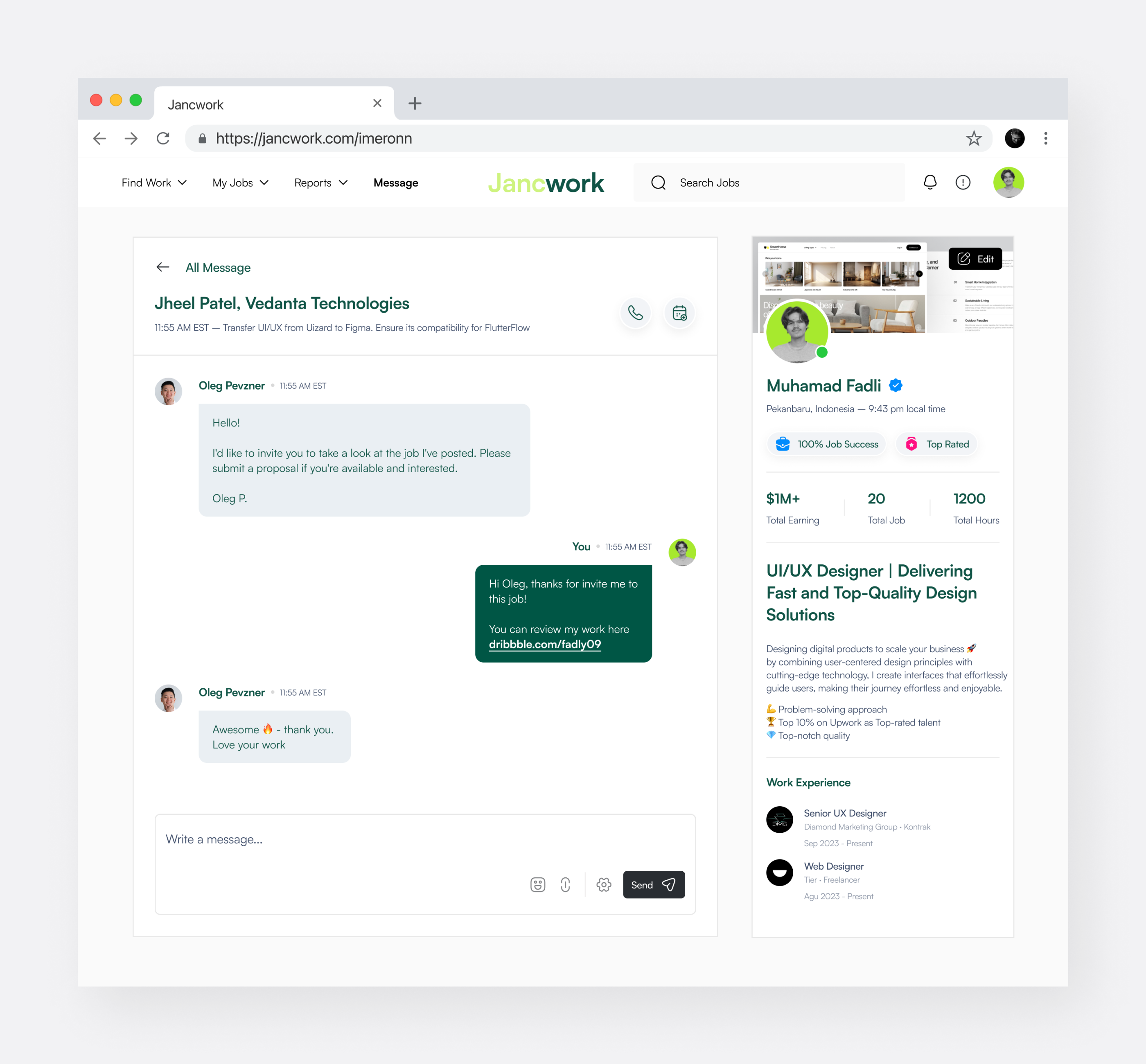 Janwork : Empowering Freelancers with a Seamless UI Experience clean dashboard freelancerplatform jobfinder minimalist saas uidesign