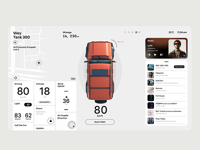 Tank 300 | CarPlay App automotive brand car interface concept design control panel dashboard desing ux electric car electric vehicle hmi hmi interface hyundai ioniq management maps monitoring navigation panel product design tesla ui