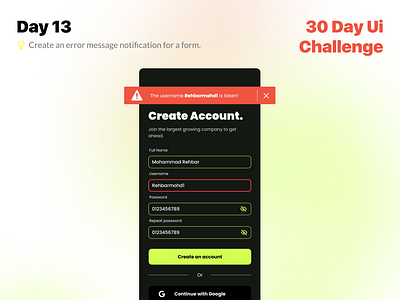 Day 13 Error message Notification app app shots branding design figma graphic design illustration logo ui ui design ux ux design vector