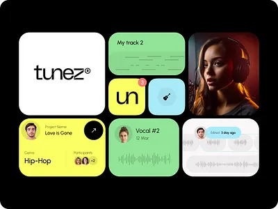 Tunez Music App - Logo Design & Brand Identity app b2b brand brand mark branding business crm design identity ios logo logo design logotype mobile music saas software ui ux widget
