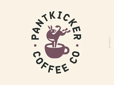 Pantkicker Coffee Co. Logo animal ass badge branding brandmark cafe coffee cute donkey funny graphic design horse illustration lettering logo logo design logodesign mascot oval packaging