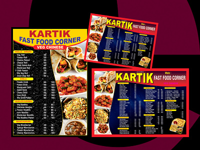 Kartik Fast Food 3d animation branding digital menu or food flyer graphic design logo ui