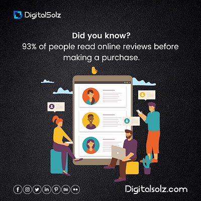 93% of people read online reviews before making a purchase. branding business business growth design digital marketing digital solz illustration marketing social media marketing ui